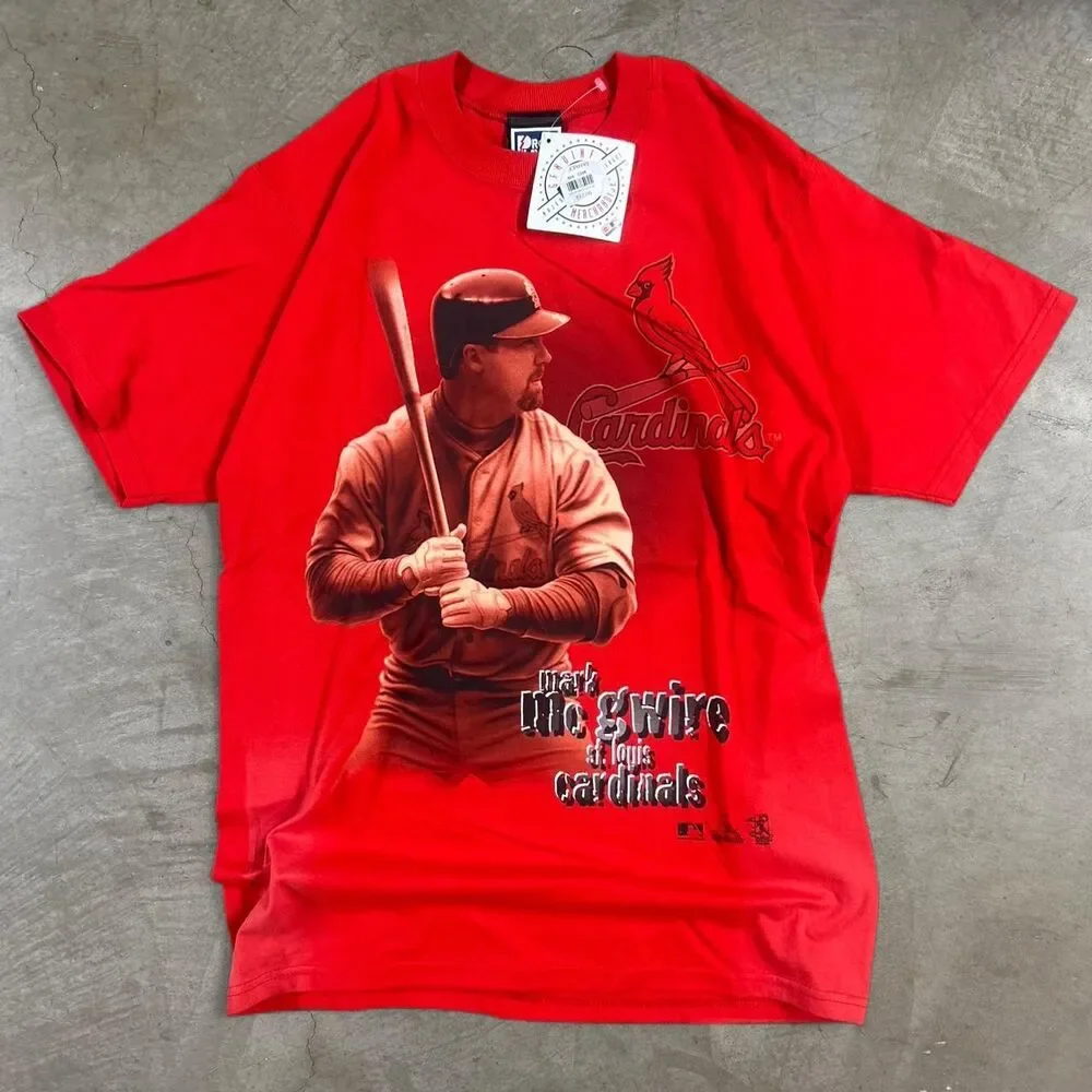 NWT Y2K MLB Mark McGwire St. Louis Cardinals red cotton t-shirt